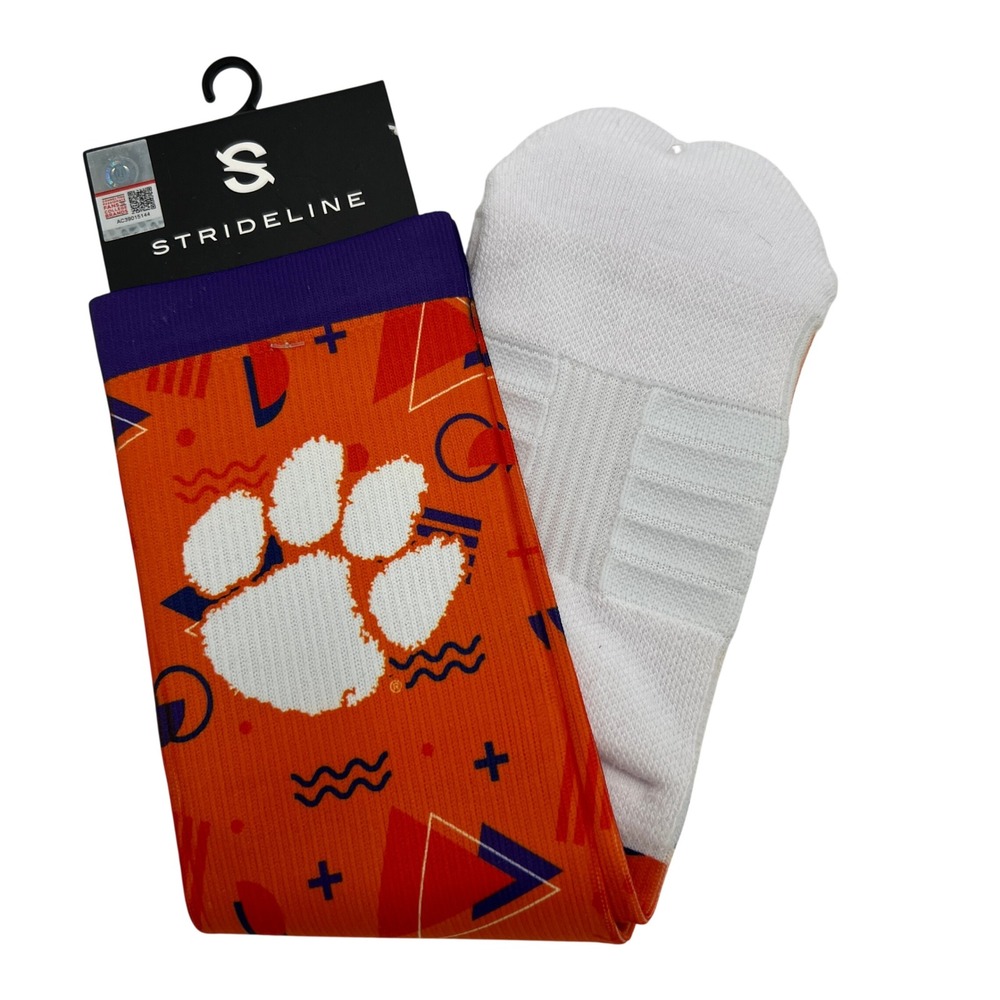 Strideline Clemson Tigers NCAA Crew Socks Zig Zag‎ Premium Full Sub Orange L/XL